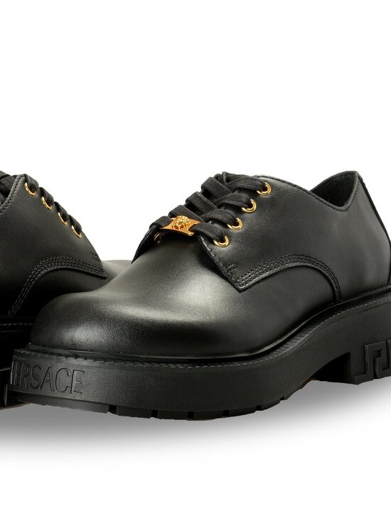 Versace Men\'s Black Leather Lace Up Derby Shoes US 11 IT 44 main image 9
